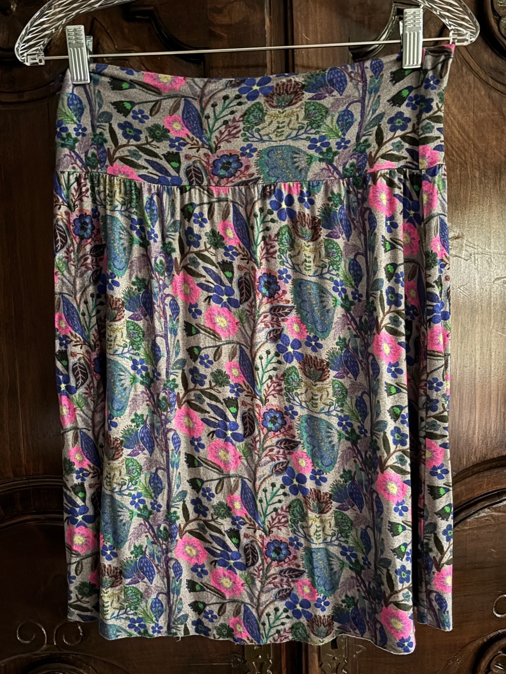 NATURAL LIFE Floral Circle Skirt in Pink, Blue & Green